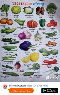 a poster with vegetables in different languages