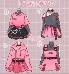 the instructions for how to dress up an anime character in pink and black clothes, with text