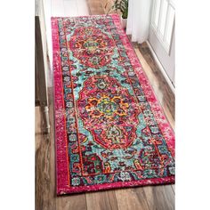 Elevate your space with the beautifully distressed, antique look of this bohemian area rug. With vibrant colors and medallion patterned middle, this rug is sure to add an instant touch of luxury anywhere you place it. Made in Turkey from durable fibers, this rug will hold up in high traffic areas of your home and will last for years to come. Create the home you’ve been dreaming of with our pet-friendly and easy to care for area rugs. Mosaic Medallion, Boho Runner Rug, Jewelry Clothing, Turkey Design, Medallion Rug, Pink Area Rug, Rugs Usa, Bohemian Area Rugs, Eclectic Decor