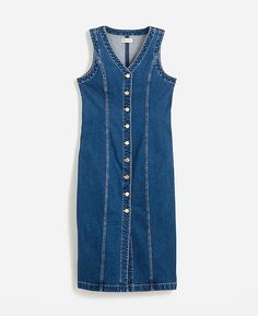 Denim V-Neck Midi Dress in Handlon Wash | Madewell Denim Vest Dress, Madewell Denim Dress, V Neck Midi Dress, Madewell Denim, Denim Vest, Denim Dress, Madewell, Midi Dress, V Neck