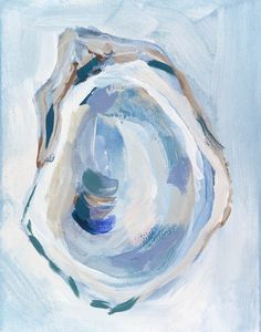 a painting of an oyster shell with the word thrill on it's bottom corner