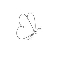 a single line drawing of a butterfly on a white background