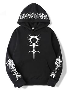 Ghostemane sweatshirt with hood and laces, kangaroo pocket, made of cotton. Halloween Techwear Sweatshirt For Streetwear, Halloween Emo Hoodie For Streetwear, Custom Made Hoodies, Halloween Skull Hoodie For Streetwear, Spooky Cotton Hoodie For Streetwear, Gothic Hoodies, Ghost Hoodie, Stylish Outfits Casual, Punk Style Outfits