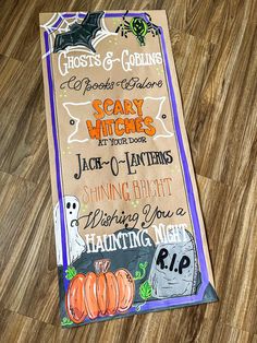 a halloween party menu on the floor