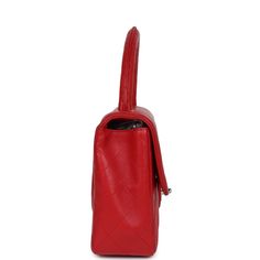 This Vintage Kelly Parent Flap Bag is in red lambskin leather with silver hardware, featuring the signature CC turnlock closure with front flap, half moon back pocket and a red single rolled top handle. The interior is lined in red leather and includes one zip pocket with logo pull and a slip pocket underneath on the rear wall. Collection: 4-series (1996-1997)Origin: FranceCondition: Vintage; Excellent to Mint- This bag retains its shape. No visible scratching to turnlock hardware. Minor press m Chanel Kelly, Vintage Kelly, Celine Bags, Vintage Chanel, Fendi Bags, Flap Bag, Lambskin Leather, Handbag Backpack, Half Moon