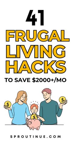 four people are holding money in their hands with the words frugal living hacks to save $ 200 / mo