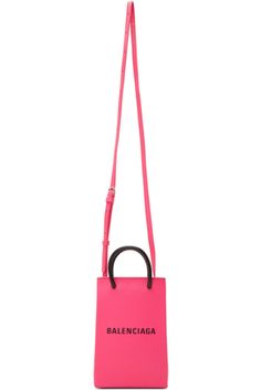 Balenciaga: Pink Glitter Shopping Phone Holder Bag | SSENSE Pink Leather Bag With Round Handle, Pink Bags With Detachable Strap And Round Handle, Pink Bag With Detachable Strap And Round Handle, Luxury Pink Bags With Adjustable Handle, Luxury Pink Bag With Adjustable Handle, Pink Bags With Round Handle For Everyday Use, Pink Shoulder Bag With Round Handle For Shopping, Pink Leather Satchel With Adjustable Handle, Pink Leather Shoulder Bag With Adjustable Handle