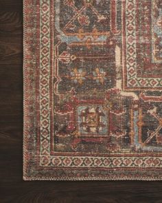 an old rug with many different colors and patterns