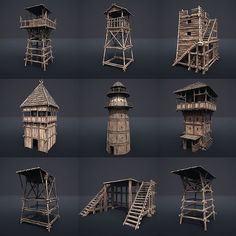 drawing ref medieval watchtower balconey Viking House, Medieval Games, Medieval Tower, Props Concept, European Castles, Minecraft Blueprints, Logo Design Typography, Low Poly 3d, Fantasy City