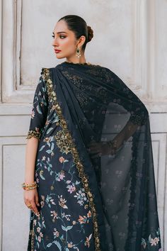 Shirt: Embroidered Printed Raw Silk Neckline: Embroidered Organza With adda Work (1 Pc)Front, Back & Chalk Lace: Embroidered Organza With Adda Work (5 M) Sleeves Lace: Embroidered Organza With Adda Work (0.85 M) Dupatta: Printed Chiffon (2.5 M)Dupatta lace: Embroidered Organza 4Sides(7.5 M) Trouser: Embroidered Printed Raw Silk Raw Silk Dress, Formal Wear Dresses, Chiffon Collection, Eid Collection, Print Chiffon, Formal Wedding, Raw Silk, Formal Wear, Silk Dress