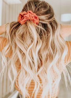 Cute Hairstyles With Scrunchies, Hairstyles With Scrunchies, Hair Vector, Braids With Curls, Long Blonde, Long Blonde Hair