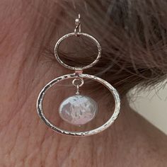 Drop Hand Forged Textured Sterling Silver Loop Earrings with White Coin Pearls.  High Quality Sterling Silver is Nickel Free and Tarnish Resistant. Luxury Sterling Silver Earrings With Silver Clasp, Luxury Sterling Silver Earrings With Clasp, Silver Bridal Earrings, Coin Pearls, Loop Earrings, Copper Brass, Hand Forged, Bridal Earrings, Pearl Jewelry