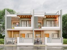 two story house with balconies on the second floor