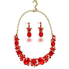 PRICES MAY VARY. High Quality Material: This Red Women’s Jewelry Set is made of 14k Gold Plated and Rhinestone and Crystal and Glass. Eco-Friendly Alloy, Lead-Free & Nickel-Free. Our Jewelry Set are electroplated at least twice, polished more than a dozen times, and wearing them will make you the focus of the audience on any occasion Specifications & Size: Statement Necklace Size:16.5-19 in; Dangle Earrings length:2.2 inche； Lightweight and Comfortable to Wear. Perfect Jewelry Set for Women Ladi Crystal Statement Necklace, S Jewelry, Mermaid Evening Dresses, Necklace Size, Gold Rhinestone, Earring Jewelry, Floral Vintage, Rhinestone Necklace, Necklace Sizes