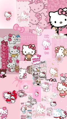 hello kitty wallpapers are all different colors and sizes, including pink with white polka dots