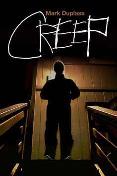 a man standing in front of a door with the words creep written on his face