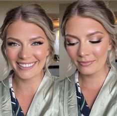 Bridal Makeup For Hooded Eyes, Bridesmaid Ponytail, Bridal Makeup For Green Eyes, Bride Morning, Senior Hoco, Shower Makeup