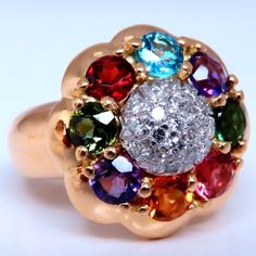 Multi Gem Cluster Ring 2.50ct Natural Garnet, Topaz, Pink Spinel, Yellow Citrine, Amethysts Clean Clarity & Transparent .30ct Natural Round Diamonds H-Color Vs-2 Clarity. 18kt. Yellow Gold 12 Grams Current Ring Size: 6 Deck Of Ring: 17mm Depth: 8.5mm $5,000 Appraisal To Accompany. Gem Cluster, Sapphire And Diamond Band, Stackable Diamond Rings, Blue Gemstone Rings, Yellow Diamond Rings, Pink Spinel, Blue Sapphire Diamond, Heart Shaped Rings, Heart Shaped Diamond