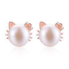 PRICES MAY VARY. ✦ Design Idea ✦ Esberry cat with bow Stud Earrings. Design inspired by the cat. With round Simulated pearls as a cat face. ✦ Quality ✦ This exquisite stud earrings are using the real international standard s925 sterling silver, effectively delaying oxidation, lonhell pearl,Stylish deg-wearing. Handpick each Ssign, hand polished, simple and elegant ✦ Christmas Gifts for Women ✦ cat with bow Stud earrings, the simulated pearl size: 8mm; the one earring's weight: 1g.This pretty s92 Elegant Cat Ears Jewelry With Cat Design, Elegant Cat Ears Jewelry Gift, Cat With Bow, Cat Stud Earrings, Romantic Gifts For Wife, Cat Earrings Studs, Cleaning Silver Jewelry, Sterling Silver Cat, Earrings Design