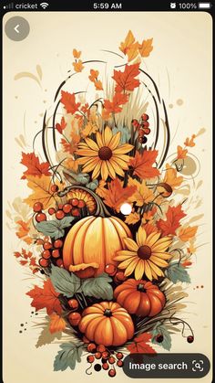 an orange pumpkin surrounded by fall leaves and sunflowers with the words image search below it