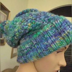 This Is A Super Cute Hat. Pretty Colors And It Is Pretty Long. Ao You Can Fold It To Change The Size As You Want. Cute Cute...Lot Of Work Cute Hat, Crochet Winter, Cute Cute, Winter Cap, Pretty Colors, Cute Hats, Pretty Colours, Vintage Ladies, Blue Green