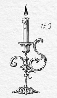 a drawing of a candle with the number two on it's side and an image of