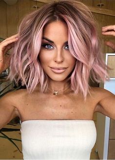 Pink Hair Highlights, Pink Blonde Hair, Hair Color Unique, Beautiful Hair Color, Hair Color For Women, Hair Color Pink, Hair Color Balayage, Human Hair Wig