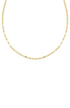 Top everyday stacks with this choker necklace glinting in 14-karat gold. 15" length, 1/8" width 14k gold Made in the USA Gold Single Strand Choker Chain Necklace, Gold Single Strand Chain Choker Necklace, 14k Yellow Gold Choker, Yellow Gold Delicate Chain Choker Necklace, Yellow Gold Choker Necklace With Satellite Chain, Yellow Gold Satellite Chain Choker Necklace, Lana Jewelry, Chain Choker Necklace, Chain Choker