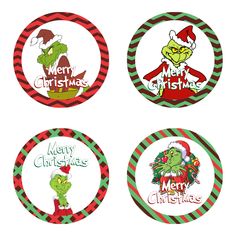 four christmas stickers with the grin on them