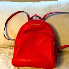 Authentic Barley Used Michael Kors Purse/Backpack. Beautiful Red. Adjustable Straps. Lots Of Room. Purse Backpack, Michael Kors Purse, Purses Michael Kors, Backpack Purse, Barley, Michael Kors Bag, Adjustable Straps, Michael Kors, Bag Lady