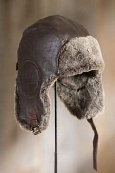 A rugged leather exterior with a pebbled texture fends off wind and cold while the inside offers the natural insulation of warm shearling wool. Free shipping   returns. Luxury Leather Outdoor Hats, Luxury Leather Felt Hat For Winter, Aviator Hat Pattern Sewing, Knit Aviator Hat Pattern, Canada Goose Aviator Hat, Aviator Hat Pattern Free, Apocalyptic Accessories, Aviator Hat, Rugged Leather