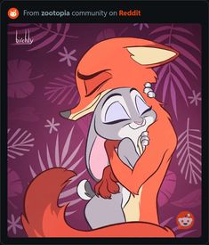 an orange and gray cartoon character hugging each other with the caption from zootopia community on reddit