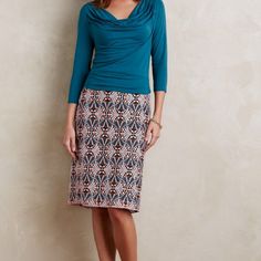 Anthropologie Moulinette Soeurs Pencil Skirt New With Tag Size 6 Lined 14.5" Across The Waist 25" Long Elegant Blue Pencil Skirt For Spring, Feminine Blue Lined Skirt, Spring Formal Blue Pencil Skirt, Elegant Blue Lined Pencil Skirt, Feminine Blue Mini Skirt, Fitted Blue Midi Dress, Forest Green Skirt, Pencil Skirt Pattern, Fitted Midi Skirt