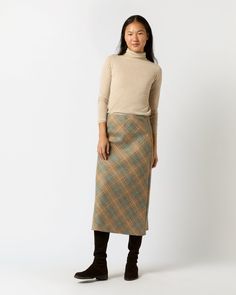 The Marina Skirt is constructed with a slim A-line fit and midi-length hem. This one’s made up in a rich plaid wool from England and finished with a discreet side-zip closure — just add a turtleneck and boots and your look is done. Wool Plaid, Midi Length, Side Zip, Mist, Camel, A Line, Turtle Neck, England, Plaid