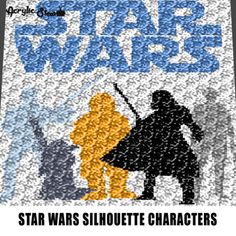 the star wars silhouette characters are depicted in this mosaic style poster, which features an image of