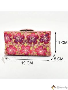 Bird in Bag - Vintage Flower-Shaped Rhinestone and Cutout Glitter Clutch Bag for Women, Ideal for Parties and Dancing Pink Rectangular Clutch With Rhinestones, Pink Embellished Rectangular Evening Bag, Pink Rhinestone Clutch Evening Bag, Pink Rectangular Bags With Rhinestones, Multicolor Rectangular Clutch With Rhinestones, Rectangular Pink Bags With Rhinestones, Pink Rectangular Rhinestone Bag, Pink Rectangular Rhinestone Bags, Glitter Clutch Bag