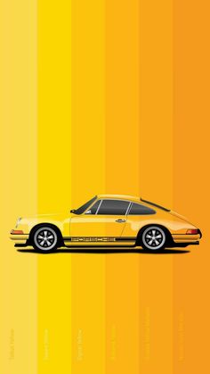 a yellow sports car on a multi - colored background