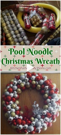 ✓ Pool Noodle Christmas Wreath. We love this fun Christmas craft for a DIY wreath for the holidays. diy christmas wreaths with real branches, diy christmas wreaths for kids, diy christmas wreaths easy, diy christmas wreaths ideas!! Noodle Christmas Wreath, Pool Noodle Christmas, Pool Noodle Christmas Wreath, Pool Noodle Wreath, Christmas Reef, Pool Noodle Crafts, Easy Holidays Crafts, Christmas Buttons