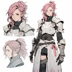 an anime character with pink hair and armor