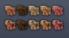 the pixel animals are all different colors and sizes, but there is no image to describe