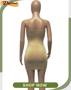 Women Summer Khaki Sexy Straps Mini Bodycon Dress Slim Fit Sheath Mini Dress For Summer, Mini Bodycon Dress With Built-in Bra For Date Night, Bodycon Mini Dress With Built-in Bra, Fitted Knee-length Mini Dress With Built-in Bra, Solid Color Bodycon Mini Dress With Built-in Bra, Fitted Shapewear Mini Dress For Night Out, Fitted Mini Dress Shapewear For Night Out, Trendy Bodycon Dress, Summer Club Bodycon Dress Slim Fit