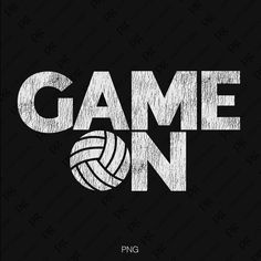 the word game on with a volleyball ball in white font, against a black background