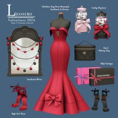 a dress and accessories for valentine's day