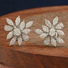 Natural H/SI Pear Diamond Studs Cluster Earrings 14k White Gold Jewelry 1.69 Ct Simple Diamond Earrings, Pear Diamond Earrings, Bridal Stud Earrings, Floral Earring, Diamond Gold Earrings, Bridal Earrings Studs, Diamonds Earrings, Diamond Earrings Studs Round, Diamond Cluster Earrings