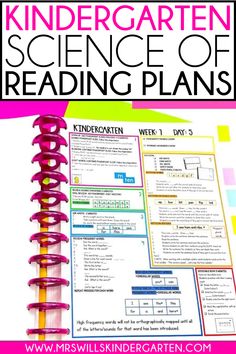 a notebook with the words, science of reading plans on it and an image of a book