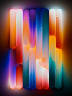 an abstract background consisting of neon colored tubes and rectangular shapes, all against a black backdrop