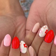 Viral Nail Designs, Spring To Summer Nails, Nail Designs With Red, Short Nail Designs Red, Anniversary Nails Ideas, Luminary Nails Design, Luminary Nails, 2023 Nail, August Nails