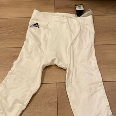 Little Stain On Back That May Wash Off White Adidas Sports Pants, White Adidas Long Pants, Adidas Cotton Long Pants, Adidas Cotton Pants With Pockets, White Adidas Cotton Pants, Adidas White Trousers, White Cotton Adidas Pants, Football Pants, Adidas White