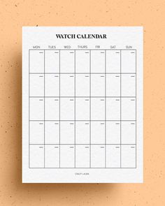 a printable calendar with the words watch calendar written on it in black and white