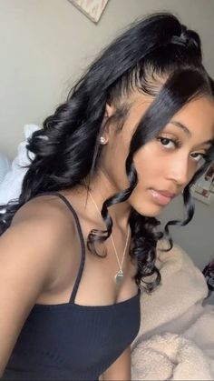 Sleek Ponytail Hairstyles, Birthday Hairstyles, Hoco Hairstyles, Hairdos For Curly Hair, Flat Iron Hair Styles, Slick Hairstyles, Hair Ponytail Styles, Curly Girl Hairstyles, Sleek Ponytail